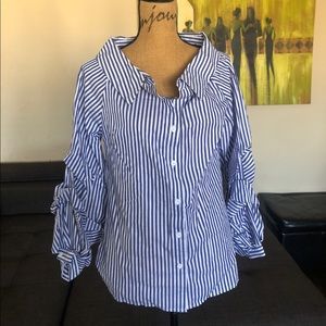 Striped blue cotton blouse